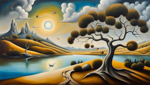 Alluring Landscape Oil Painting Inspired By Salvador Dalí