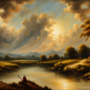 Angelic Landscape Oil Painting Inspired By Rembrandt