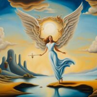 Angelic Landscape Oil Painting Inspired By Salvador Dalí