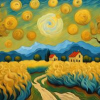 Angelic Landscape Oil Painting Inspired By Vincent Van Gogh