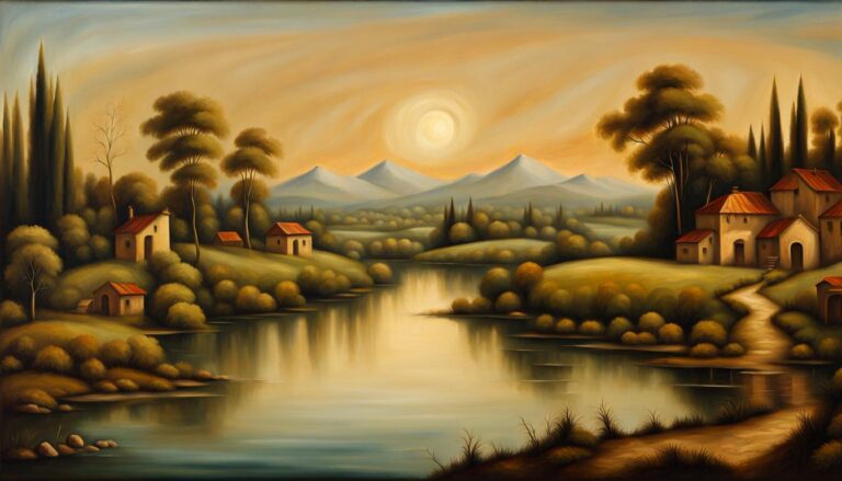 Beautiful Landscape Oil Painting Inspired By Leonardo Da Vinci