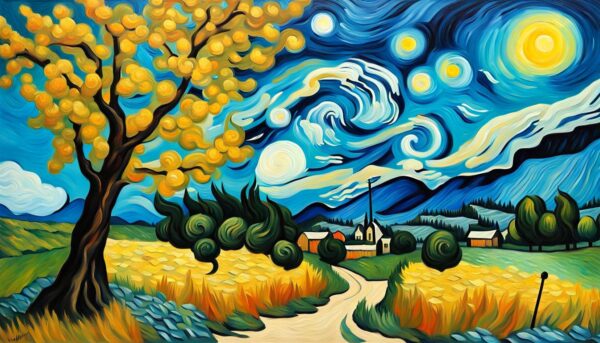 Beautiful Landscape Oil Painting Inspired By Vincent Van Gogh