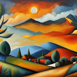 Bewitching Landscape Oil Painting Inspired By Pablo Picasso