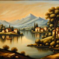 Charming Landscape Oil Painting Inspired By Leonardo Da Vinci