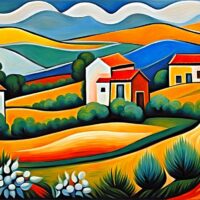 Charming Landscape Oil Painting Inspired By Pablo Picasso