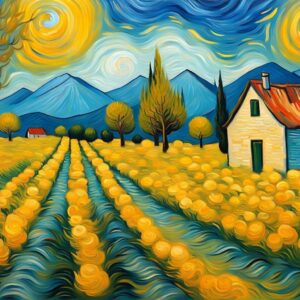 Charming Landscape Oil Painting Inspired By Vincent Van Gogh