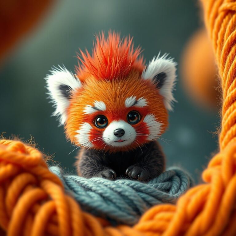 Cute And Fluffy Knitted Tiny Red Baby Panda 02