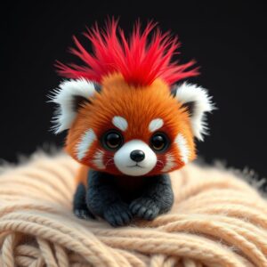 Cute And Fluffy Knitted Tiny Red Baby Panda 03