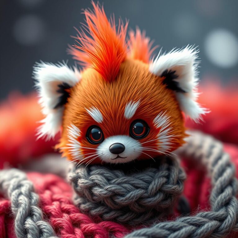 Cute And Fluffy Knitted Tiny Red Baby Panda 04