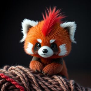 Cute And Fluffy Knitted Tiny Red Baby Panda 06