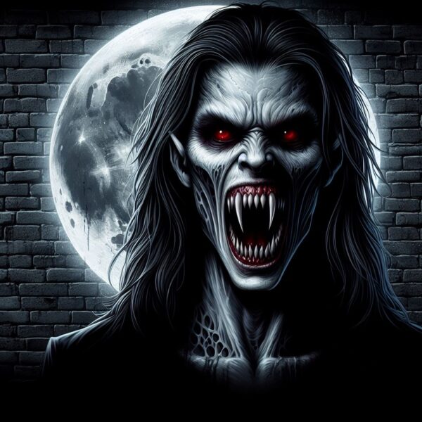 DALL-E 3 Gothic Portrait of a Male Vampire with Red Eyes