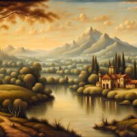 Exquisite Landscape Oil Painting Inspired By Leonardo Da Vinci