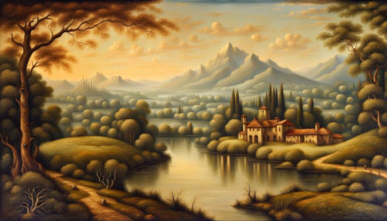 Exquisite Landscape Oil Painting Inspired By Leonardo Da Vinci