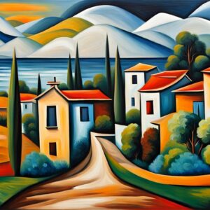 Exquisite Landscape Oil Painting Inspired By Pablo Picasso