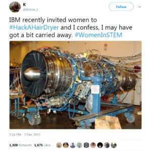 Funny IBM Hack a HairDryer Tweet