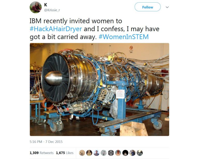 Funny IBM Hack a HairDryer Tweet