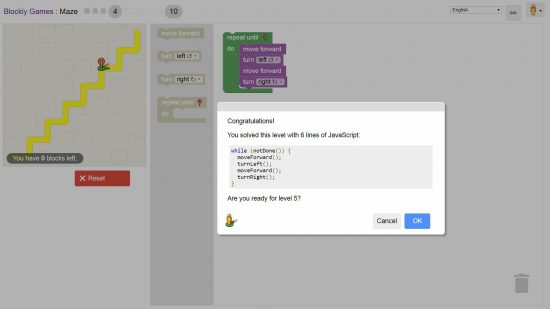 Google Blockly Games Maze 4 Solution