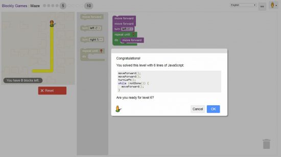 Google Blockly Games Maze 5 Solution