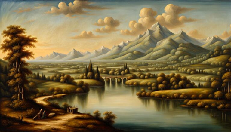 Magnificent Landscape Oil Painting Inspired By Leonardo Da Vinci