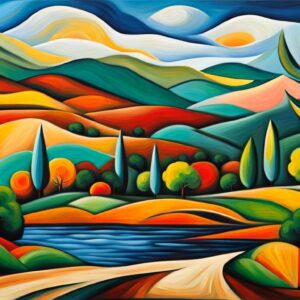 Magnificent Landscape Oil Painting Inspired By Pablo Picasso