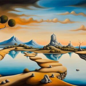 Magnificent Landscape Oil Painting Inspired By Salvador Dalí