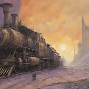 Steampunk Battle Train At Dusk