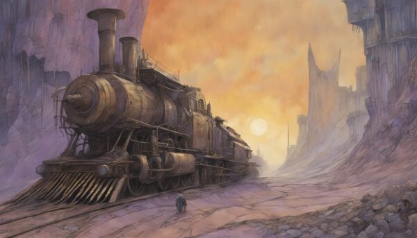 Steampunk Battle Train At Dusk